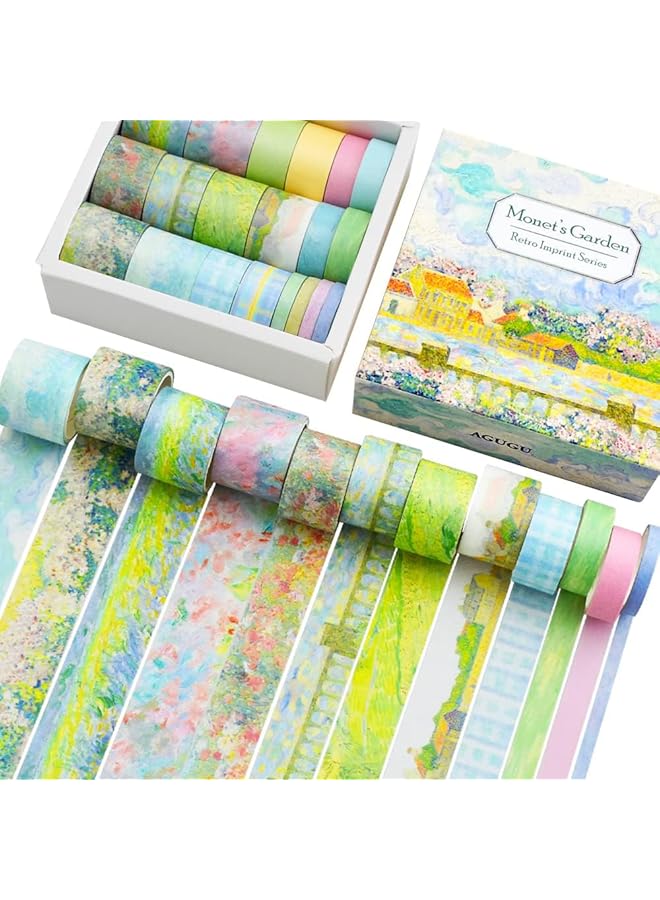 erorex 20 Rolls Of Colored Paper Tape Sets Are Good For Arts And Crafts Garden Painting Decorative Tape Is Good For Birthday Parties Festivals Paper Crafts Scrapbooks Monet'S Garden - Image 1