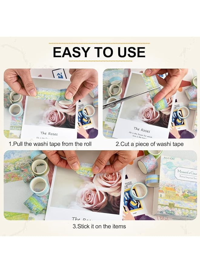 erorex 20 Rolls Of Colored Paper Tape Sets Are Good For Arts And Crafts Garden Painting Decorative Tape Is Good For Birthday Parties Festivals Paper Crafts Scrapbooks Monet'S Garden - Image 4