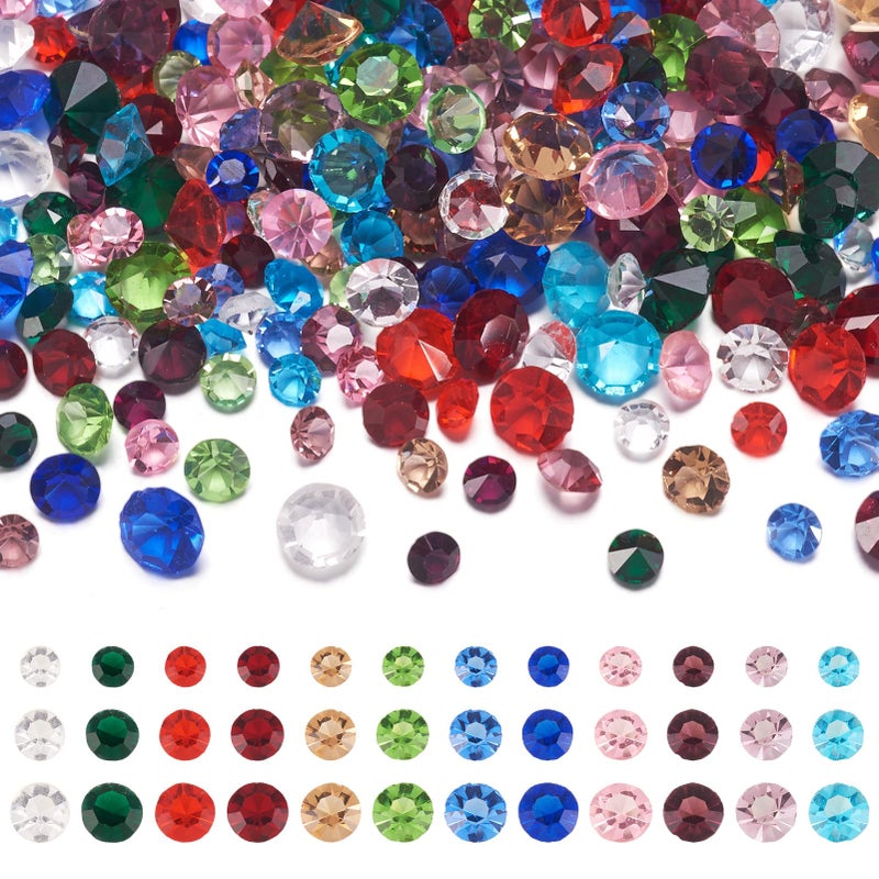 Beadthoven 180pcs Mini Pointed Back Rhinestone Cabochons 12 Birthstone Colors Faceted Rhinestone Diamond Beads for DIY Jewelry Making Dress Embellishment