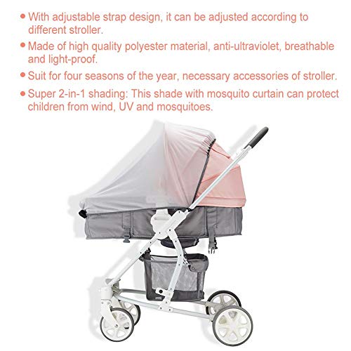 Hztyyier Baby Sun Shade Cover for Stroller, Universal Fit, Water Resistant, Polyester, White - Image 2
