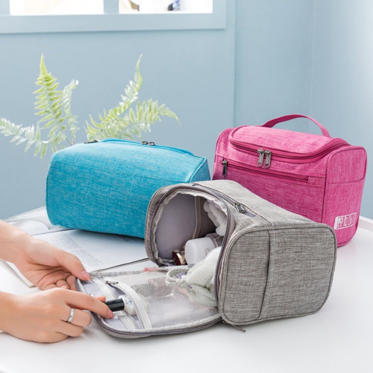 Cationic Oxford Cloth Hook Wash Bag Pillow Wash Bag Storage Bag Wash Travel Portable Cosmetic Bag(Blue, Large) - Image 3