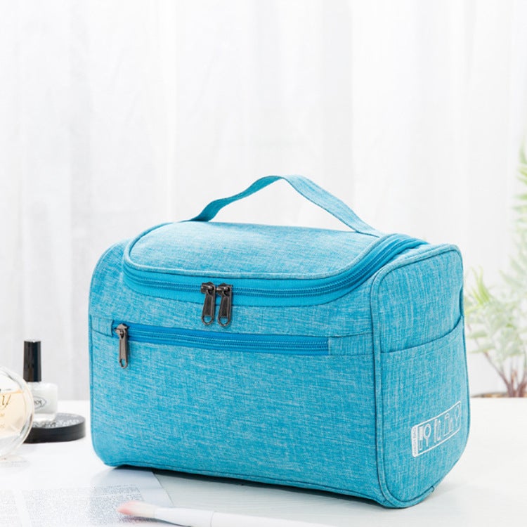 Cationic Oxford Cloth Hook Wash Bag Pillow Wash Bag Storage Bag Wash Travel Portable Cosmetic Bag(Blue, Large) - Image 1