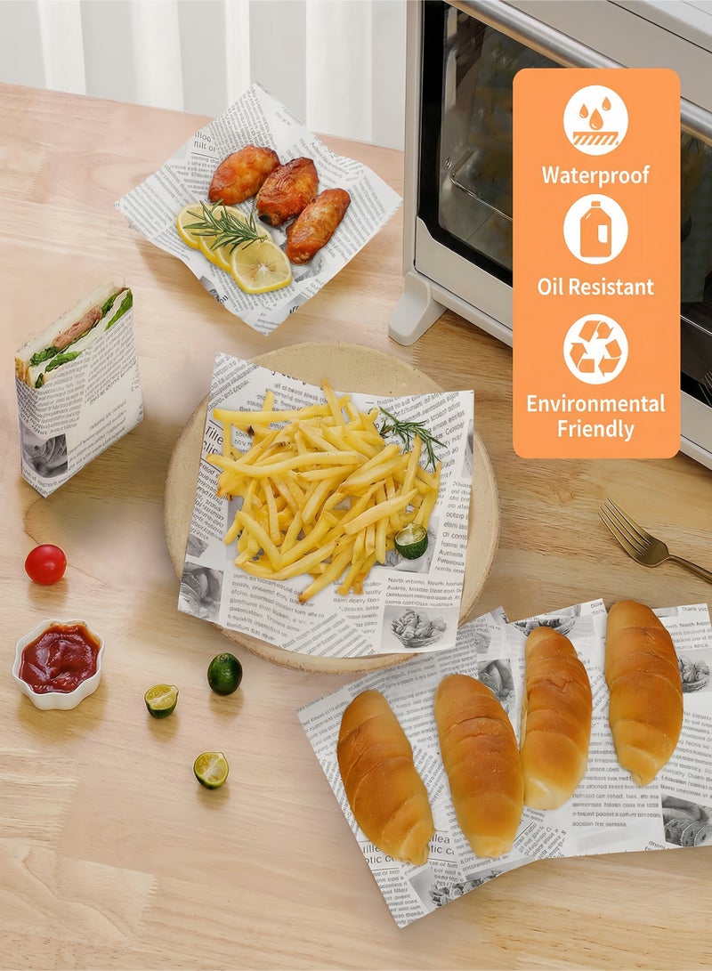 KOOKNA 100Pcs Wax Paper Sheets for Food, Greaseproof Deli Wrapping Paper, Oil-Proof Sandwich & Burger Basket Liners, Cake Wrapping Paper, 18x18cm - Image 4