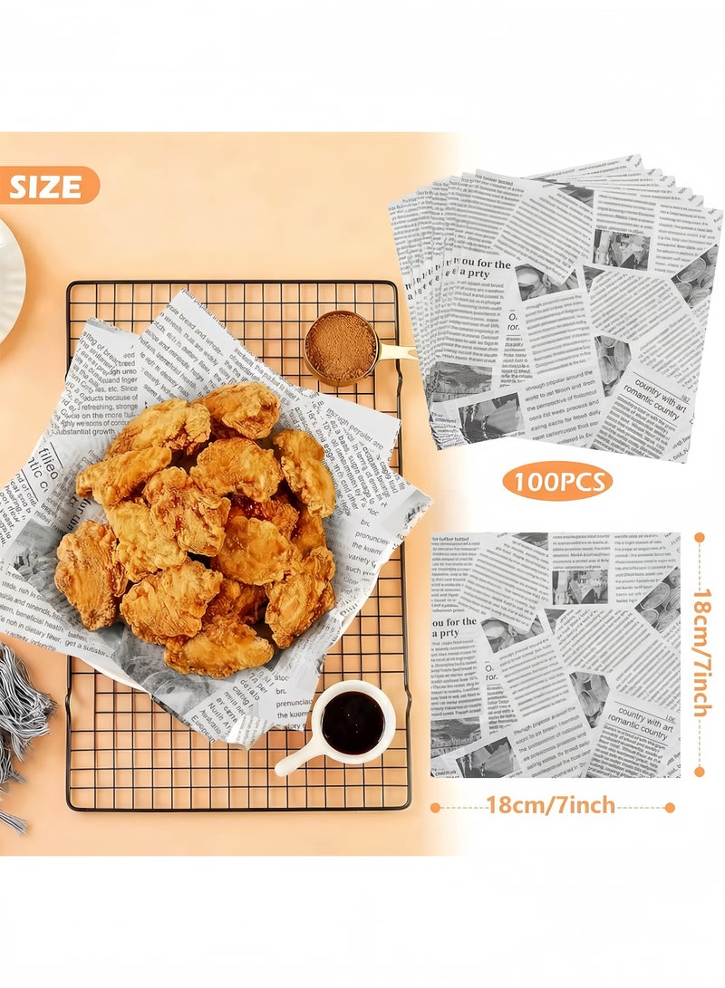 KOOKNA 100Pcs Wax Paper Sheets for Food, Greaseproof Deli Wrapping Paper, Oil-Proof Sandwich & Burger Basket Liners, Cake Wrapping Paper, 18x18cm - Image 2