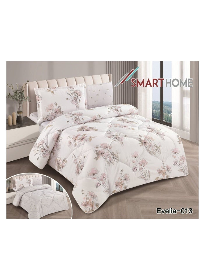 SMART HOME 100% Microfiber Double Bedspread, Bed Cover, Reversible, Comforter Set with 4 Pieces (Bedspread + Mattress Protector + Pillowcase + Pillow Cover) Bedspread Size 200x260 cm and Cover Size 160x200 cm (Color Same as Picture)  - Image 4