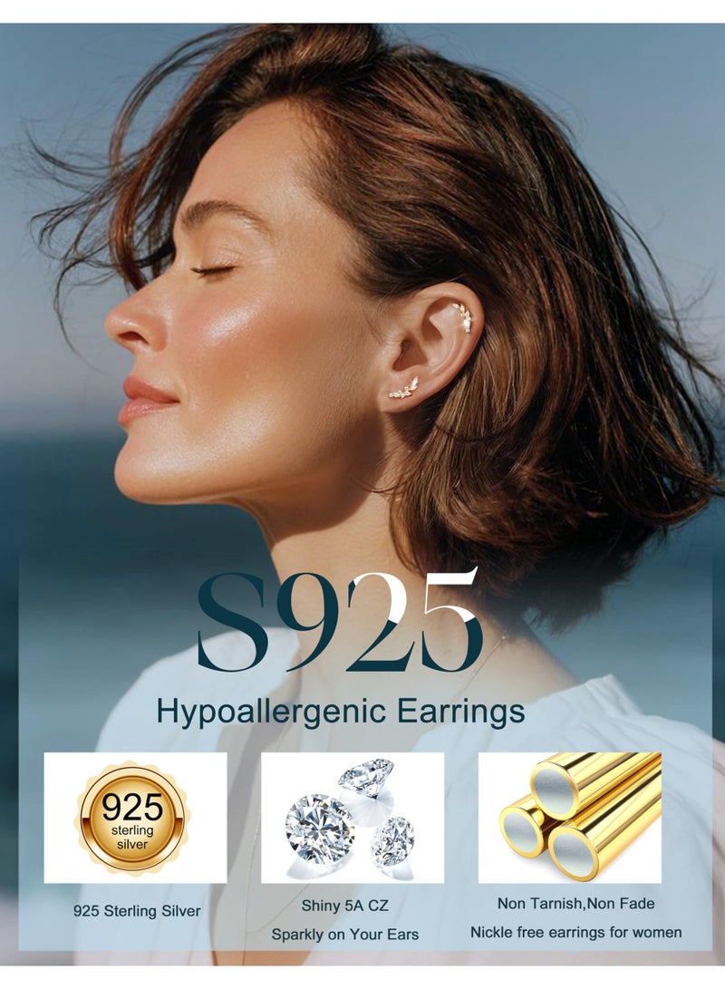 14K Gold Plated Flat Back Cartilage Earrings – 925 Sterling Silver Stud, 20G Hypoallergenic for Sensitive Ears, 6 mm Post, Gold - Image 3