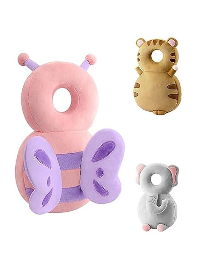 بيوينتي واقي رأس الطفل,حقيبة الظهر لحماية رأس الطفل الصغير,وسادات رأس دعم الرضع القابلة للتعديل وسادات الحضانة للطفل الناعمة للزحف والمشي (erfly الوردي) - Image 1