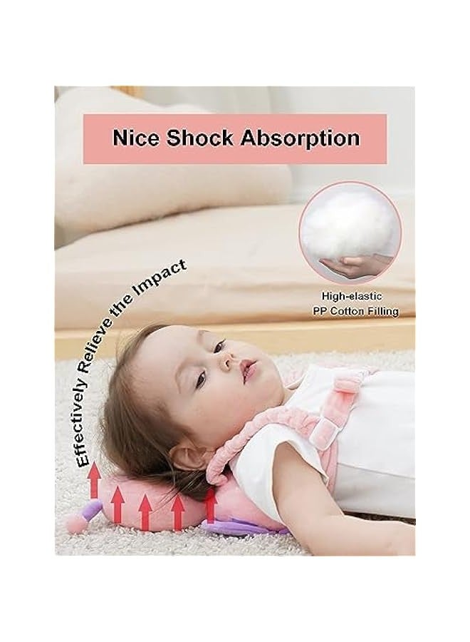 بيوينتي واقي رأس الطفل,حقيبة الظهر لحماية رأس الطفل الصغير,وسادات رأس دعم الرضع القابلة للتعديل وسادات الحضانة للطفل الناعمة للزحف والمشي (erfly الوردي) - Image 5