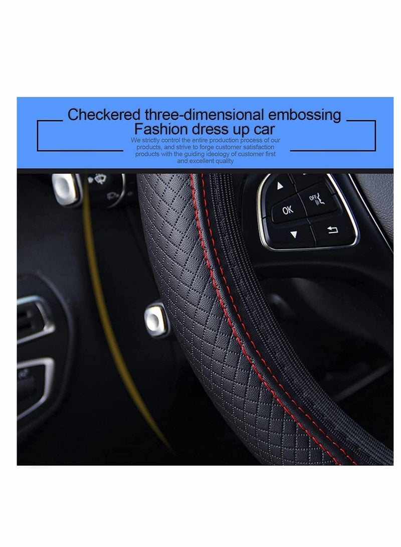 Excefore Car Steering Wheel Cover, Elastic, Breathable Anti-Slip, Universal 15 inch, Steering Wheel Cover for Men Women (Black/Red) - Image 3