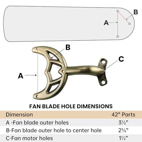 Aulpq Ceiling Fan Blades Arm, for 42-Inch Fan Blade, Compatible with 7740200 -Antique Brass, -5 Pcs - Image 3