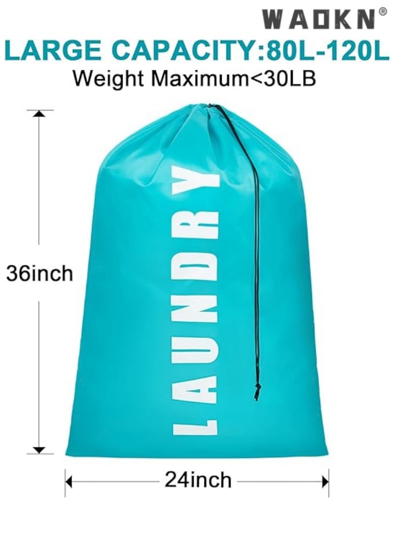 WAOKN 2 Pack Extra Large Travel Laundry Bags for Dirty Clothes, Laundry Bags for Traveling,Laundry Bags for Dorm,24" x 36" Laundry Travel Bag(Cyan + Pink) - Image 2