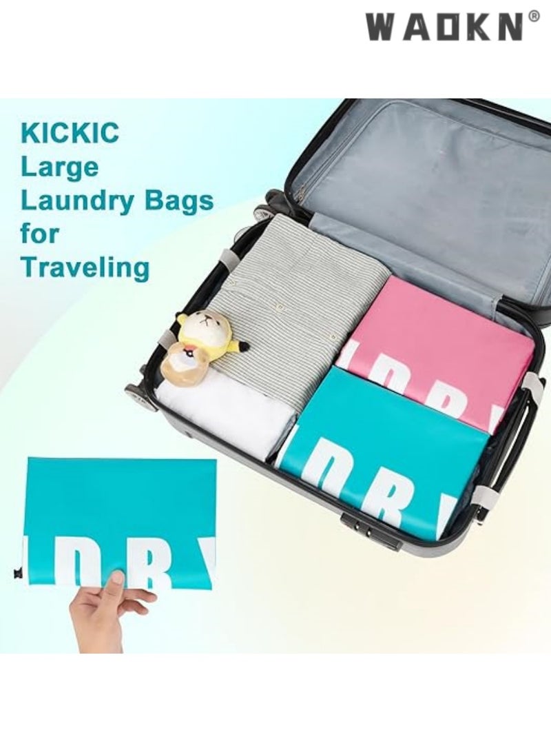 WAOKN 2 Pack Extra Large Travel Laundry Bags for Dirty Clothes, Laundry Bags for Traveling,Laundry Bags for Dorm,24" x 36" Laundry Travel Bag(Cyan + Pink) - Image 5