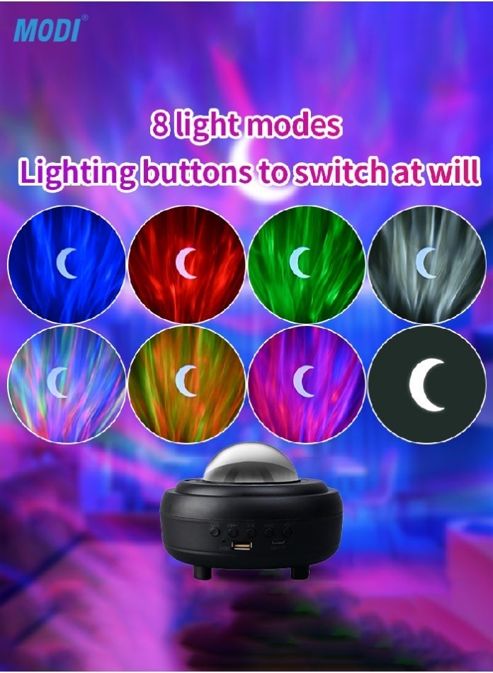 MODI Rechargeable Moon Lamp 145mm RGBW Aurora Light Projector with Bluetooth Speaker & USB Music Player, Northern Lights Night Light for Bedroom Ambiance, Relaxation & Kids Sleep Aid - Image 1