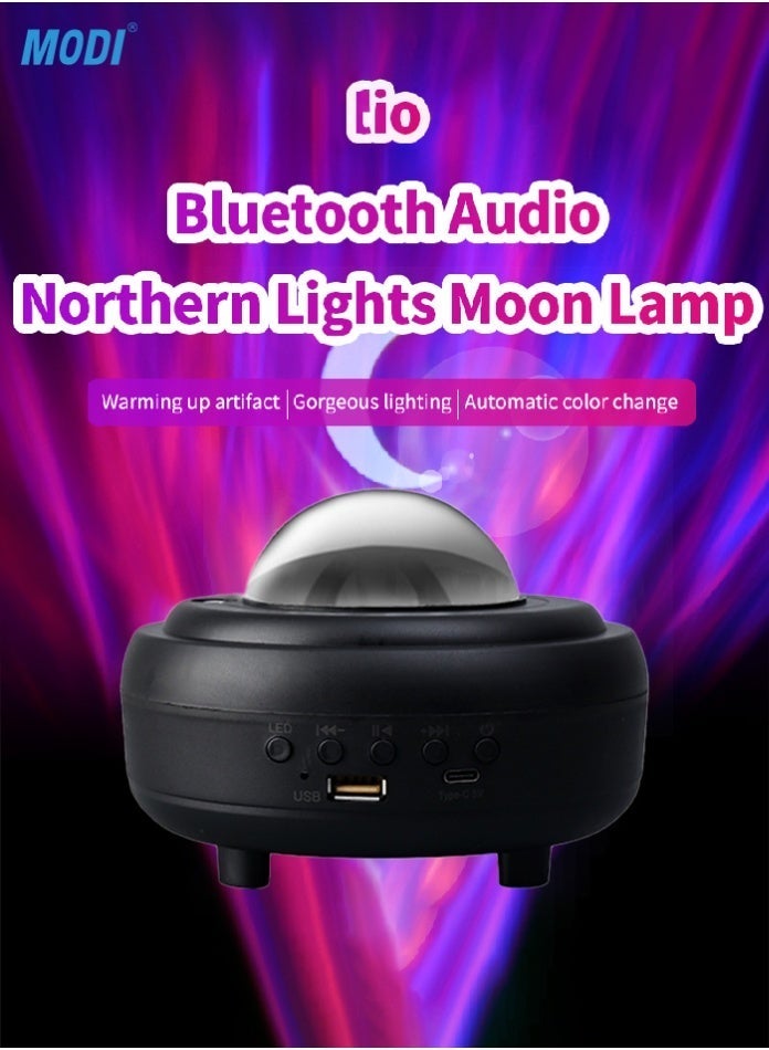 MODI Rechargeable Moon Lamp 145mm RGBW Aurora Light Projector with Bluetooth Speaker & USB Music Player, Northern Lights Night Light for Bedroom Ambiance, Relaxation & Kids Sleep Aid - Image 2