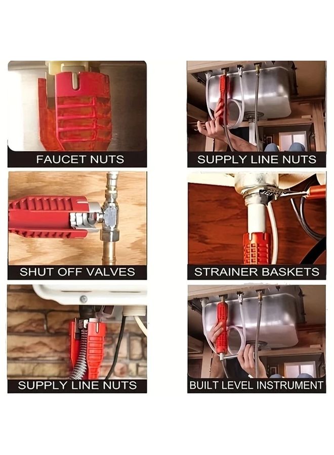 8 In 1 Yellow Multi Function Non Slip Faucet Wrench Sink Installation Repair Tool - Image 5