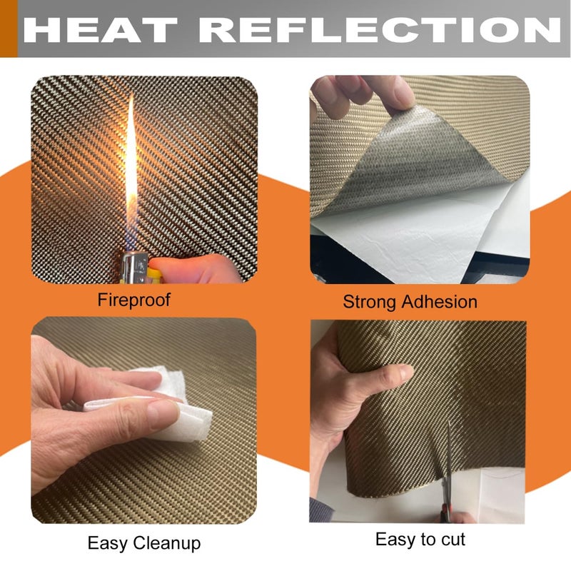 MAUTEMOWING Titanium Thermal Barrier Adhesive Backed Heat Blanket Heat Shield Mat 12'' X 47'' for wall behind grill, fireplace kitchen cabinet 2500 Degrees Fire Pit Mat Fireproof Grill Pad - Image 2