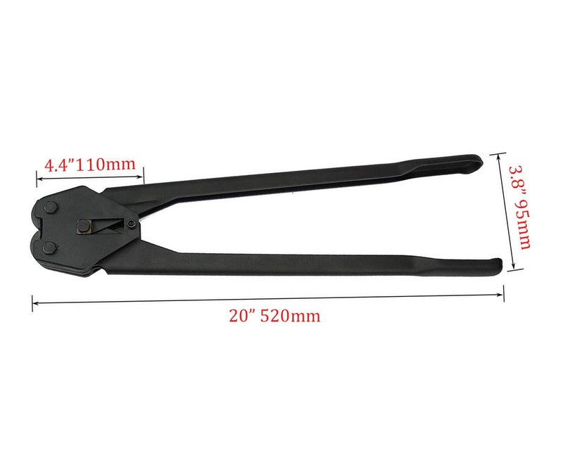 Gresdent Strapping Sealer for Both Poly & Polyester Strap, Strength Saving Heavy Duty Manual Banding Tool for 1/2" - 3/4" Width Plastic Strap, 20" Long Handle (Black) - Image 3