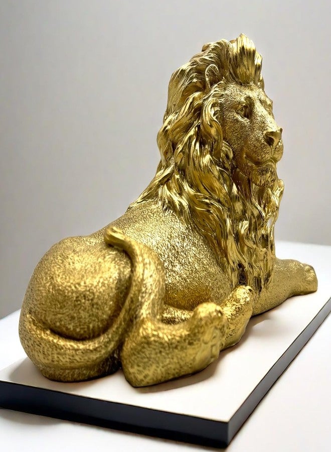 SHTWX 10 Inch Lion Statue Figurine Sculpture Resin Collectible Gifts for Lion Lover Office Home Decor Desk Accessories Decoration Garden Figurines Outdoor Decor Gold - Image 1