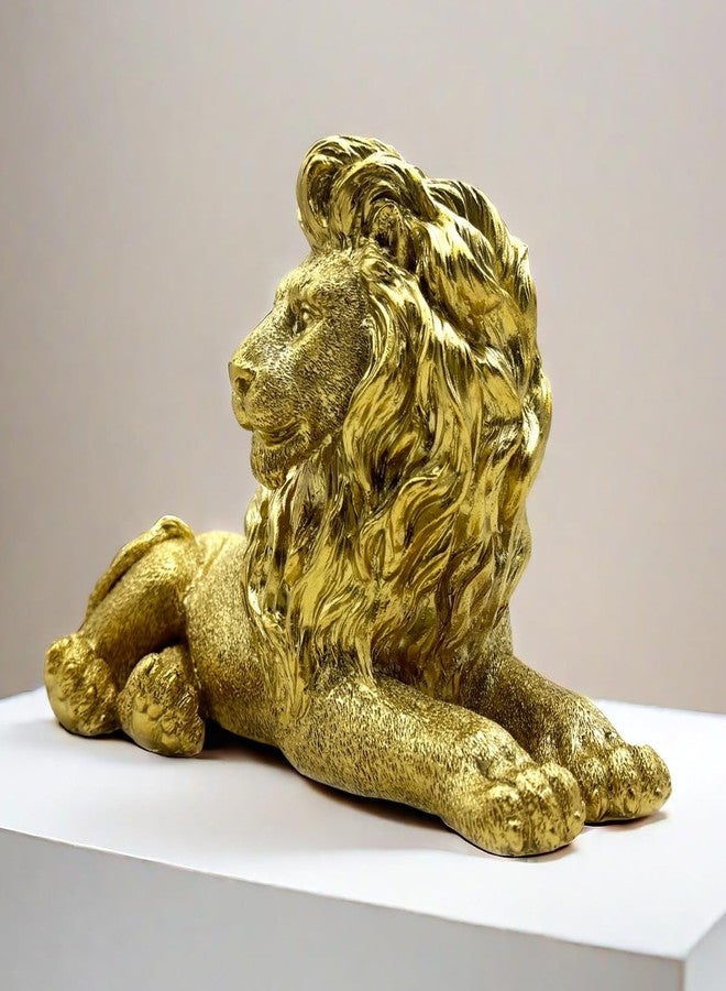 SHTWX 10 Inch Lion Statue Figurine Sculpture Resin Collectible Gifts for Lion Lover Office Home Decor Desk Accessories Decoration Garden Figurines Outdoor Decor Gold - Image 5
