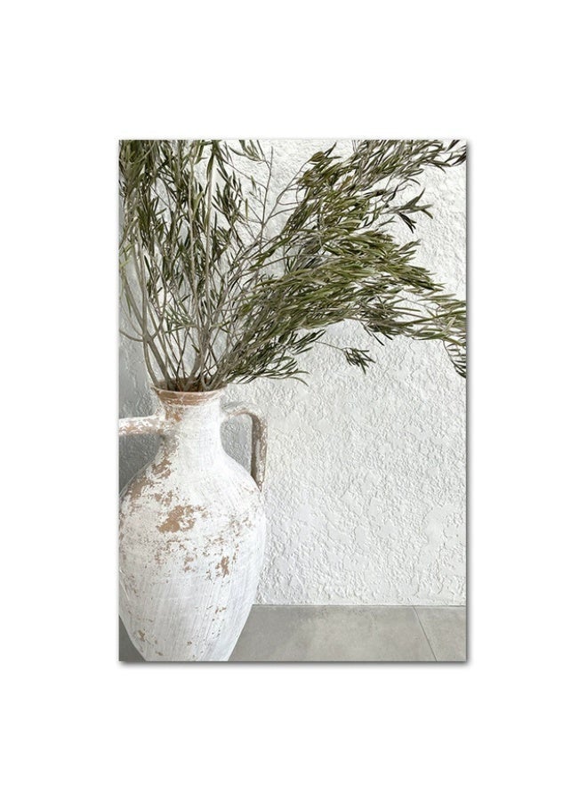 Three sheep Mediterranean Wall Art Set of 3, Greek Olive Branch Canvas Prints, Framed White & Green Decor for Living Room Bedroom, Light Wood Frame - Image 5