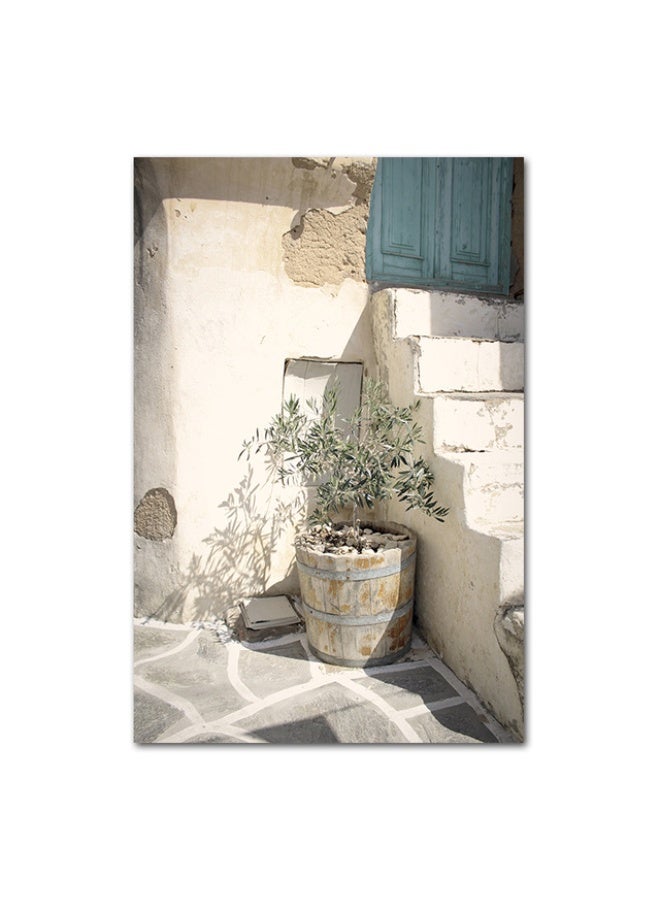 Three sheep Mediterranean Wall Art Set of 3, Greek Olive Branch Canvas Prints, Framed White & Green Decor for Living Room Bedroom, Light Wood Frame - Image 3