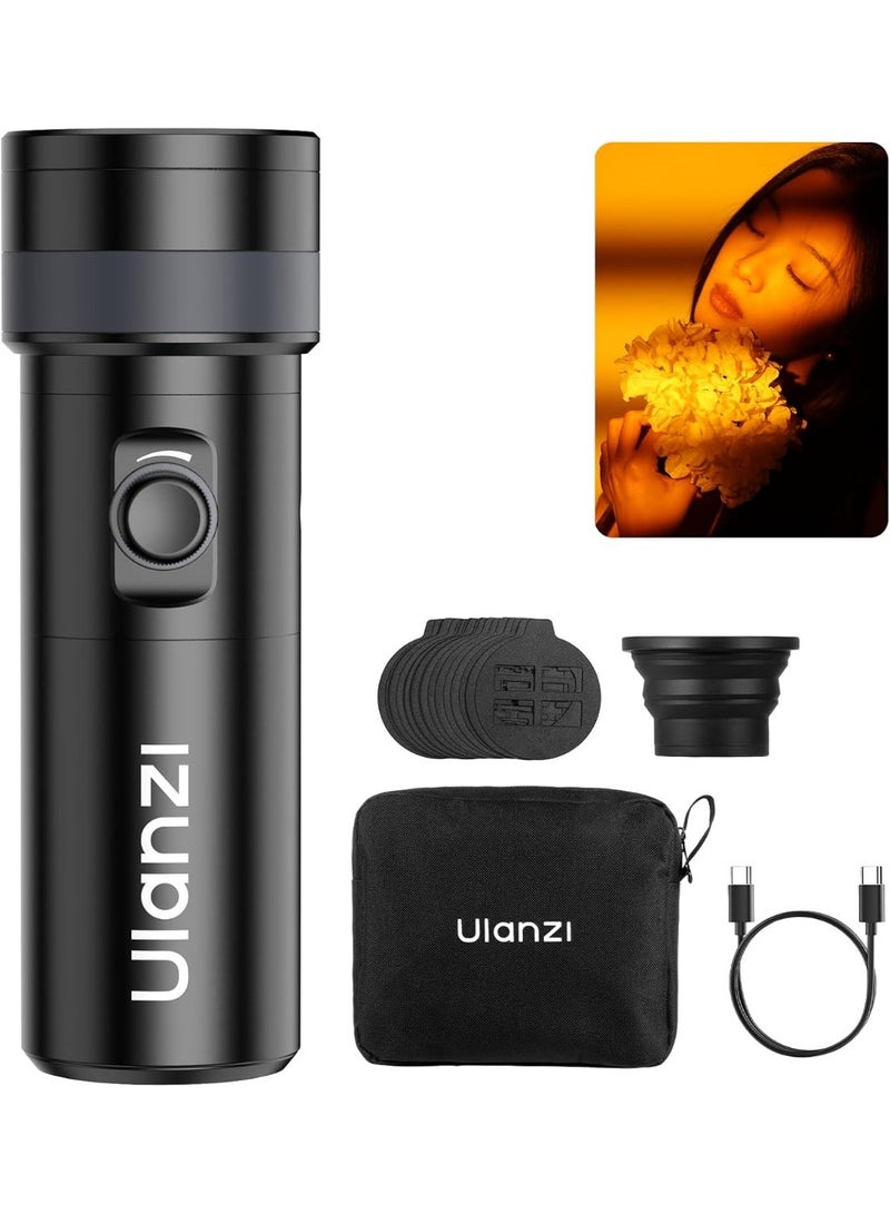 يولانزي مصباح ULANZI LM01 RGB للتصوير الفوتوغرافي - كشاف فيديو LED محمول بأربعة ألوان 7500 مللي أمبير/ساعة مع 20 فلتر ضوء منقوش، ضوء تعبئة قابل للتكبير والتصغير محمول باليد لتسجيل الفيديو والتصوير وغروب الشمس وإنشاء المحتوى - Image 1