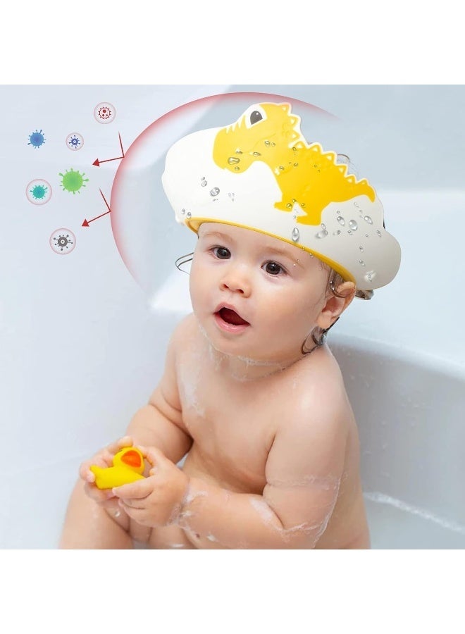 FUNUPUP Baby Shower Cap Dinosaur Shape Shower Cap for Kids Waterproof Shampoo hat Protect Ears Eyes Adjustable Silicone Hat for Children Toddler Infants Boys Girls (Yellow) - Image 5