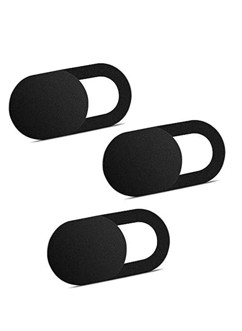 3 قطع مزلق غطاء كاميرا ويب كام للخصوصية مجموعة من 3 قطع، 0.027 انش رقيقة جدا تصميم كاميرا الويب الغلاف المنزلق للكمبيوتر المحمول والمكتبي والكمبيوتر اللوحي والهاتف الذكي والمزيد اسود - Image 2