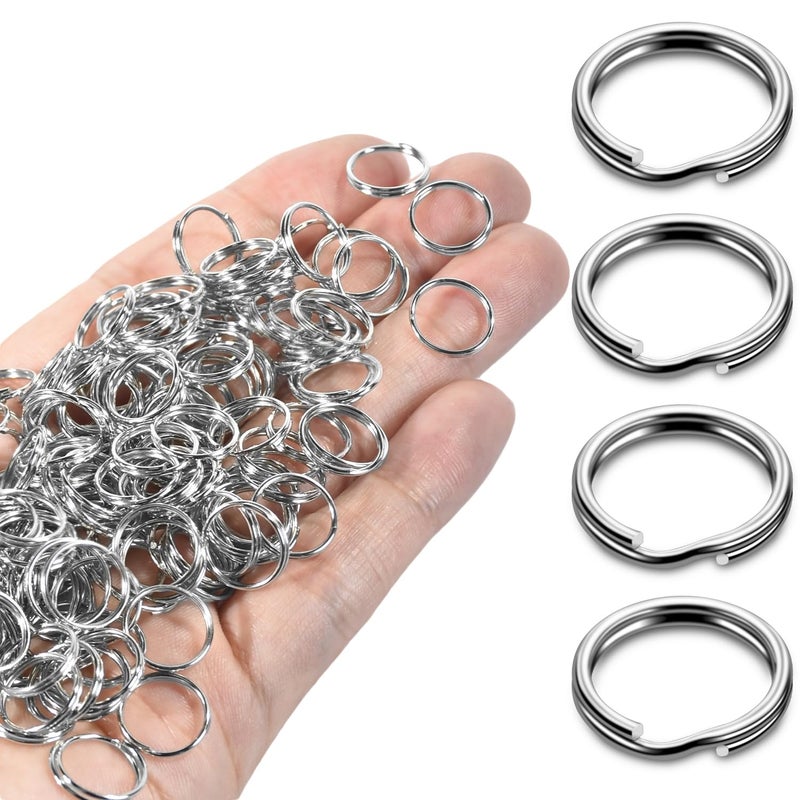ManTangSun 1/2" 300 قطعة حلقات مفاتيح فضية صغيرة، حلقات مزدوجة مفصولة لصنع المجوهرات، حلقة مفاتيح معدنية صغيرة لمفتاح، علامة طوق حيوان أليف، علامة أمتعة، حرف يدوي DIY - Image 1