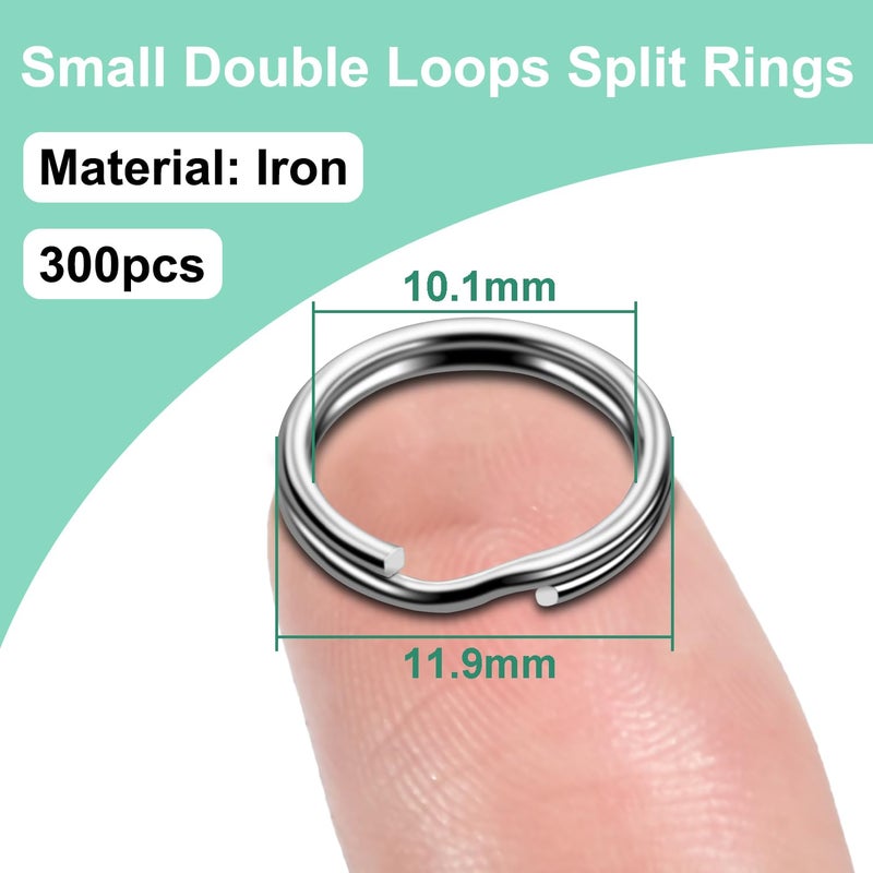 ManTangSun 1/2" 300 قطعة حلقات مفاتيح فضية صغيرة، حلقات مزدوجة مفصولة لصنع المجوهرات، حلقة مفاتيح معدنية صغيرة لمفتاح، علامة طوق حيوان أليف، علامة أمتعة، حرف يدوي DIY - Image 2