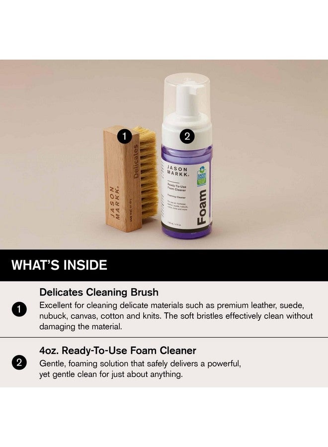 Jason Markk Jason Markk Quick Clean Kit, Shoe Cleaner, 2-Piece Set, Ready-To-Use Foam & Delicates Brush, Sneaker Care, Ideal for Footwear, Safe for Leather, Suede, Nubuck, Cotton, Knits, 4oz - Image 4