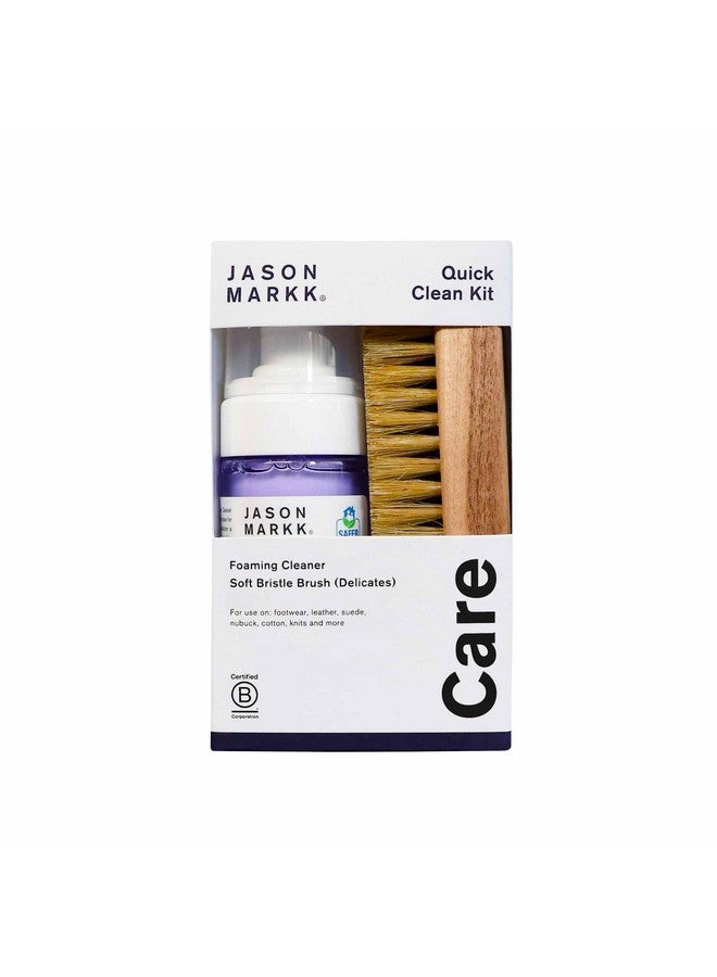 Jason Markk Jason Markk Quick Clean Kit, Shoe Cleaner, 2-Piece Set, Ready-To-Use Foam & Delicates Brush, Sneaker Care, Ideal for Footwear, Safe for Leather, Suede, Nubuck, Cotton, Knits, 4oz - Image 1