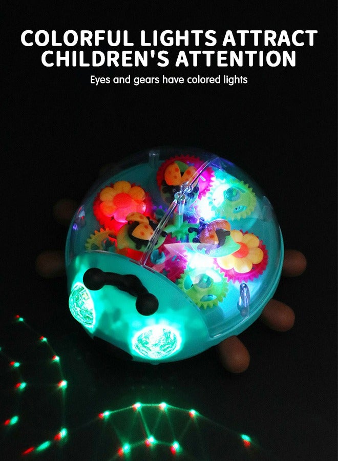 GROIC لعبة زحف، لعبة كهربائية شفافة مضيئة مع تروس متحركة ملونة، خنفساء مضيئة مع موسيقى تعليمية مبكرة وخنفساء مضيئة LED مع تروس متحركة ملونة، المشي العالمي لتجنب العوائق - Image 5