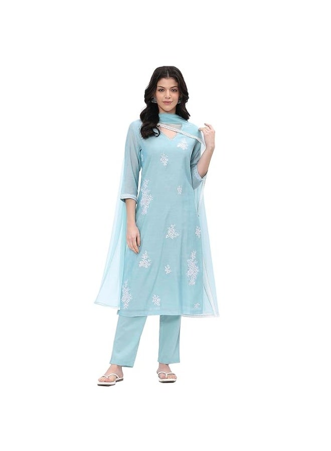 Biba Women Polyester Embroidered Kurta Set with pant and dupatta 3XL - Image 2