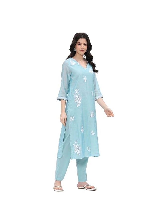 Biba Women Polyester Embroidered Kurta Set with pant and dupatta 3XL - Image 3