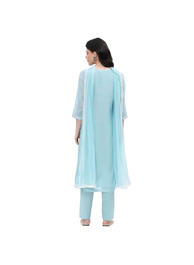 Biba Women Polyester Embroidered Kurta Set with pant and dupatta 3XL - Image 1