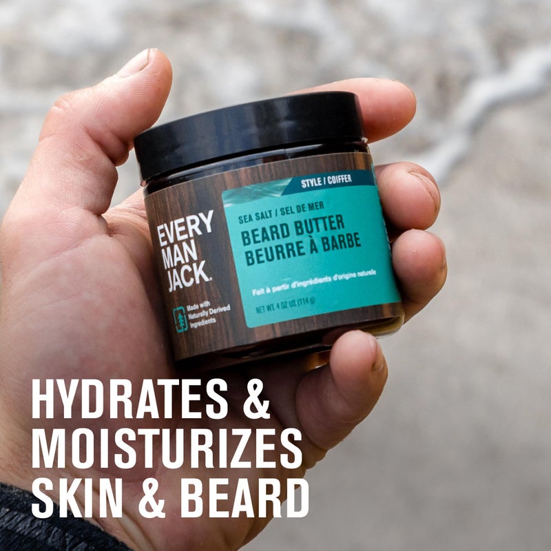 Every Man Jack Beard Butter- Subtle Sea Salt Fragrance - Rejuvenates, Hydrates, and Styles Dry, Unruly Beards While Relieving Itch - Naturally Derived with Shea Butter and Coconut Oil - 4oz - Image 5