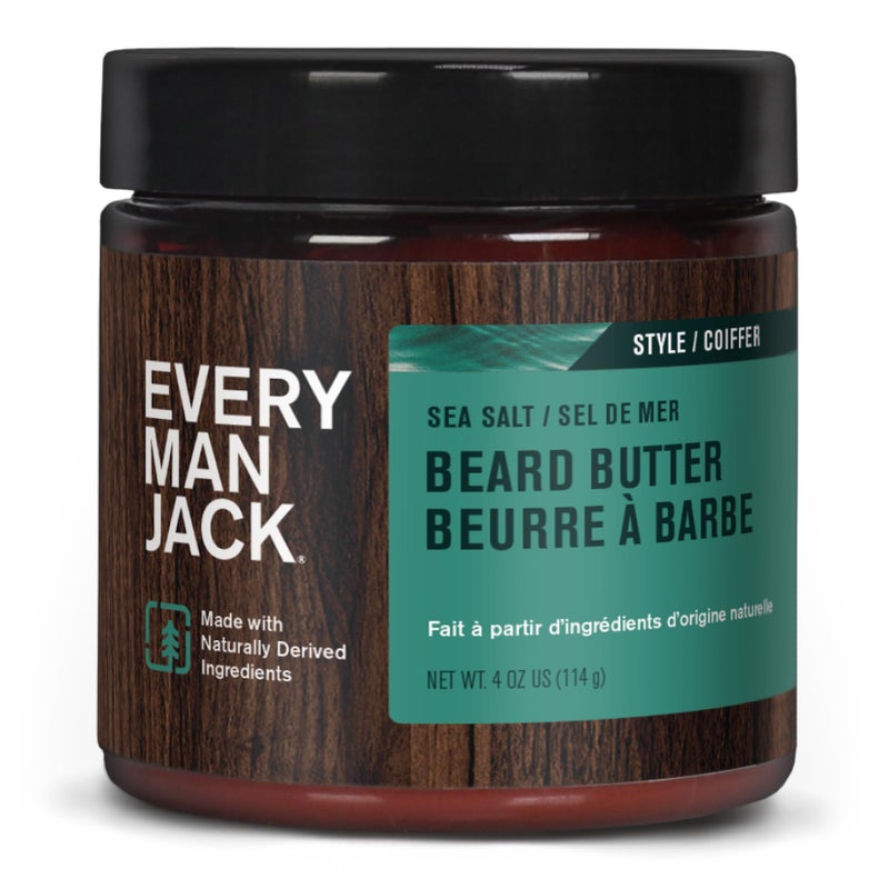 Every Man Jack Beard Butter- Subtle Sea Salt Fragrance - Rejuvenates, Hydrates, and Styles Dry, Unruly Beards While Relieving Itch - Naturally Derived with Shea Butter and Coconut Oil - 4oz - Image 1