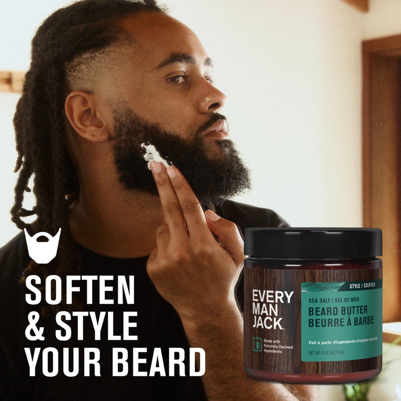 Every Man Jack Beard Butter- Subtle Sea Salt Fragrance - Rejuvenates, Hydrates, and Styles Dry, Unruly Beards While Relieving Itch - Naturally Derived with Shea Butter and Coconut Oil - 4oz - Image 2