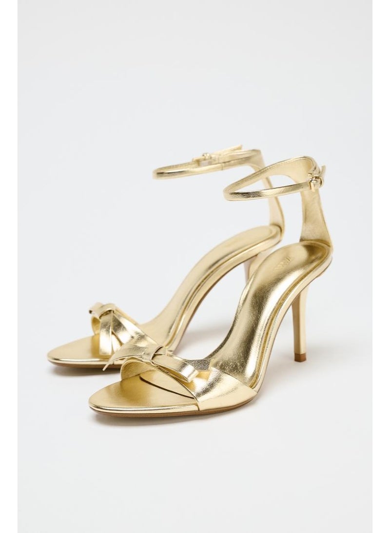 زارا صندل بكعب عالٍ مقوس ذو تأثير معدني - Image 2