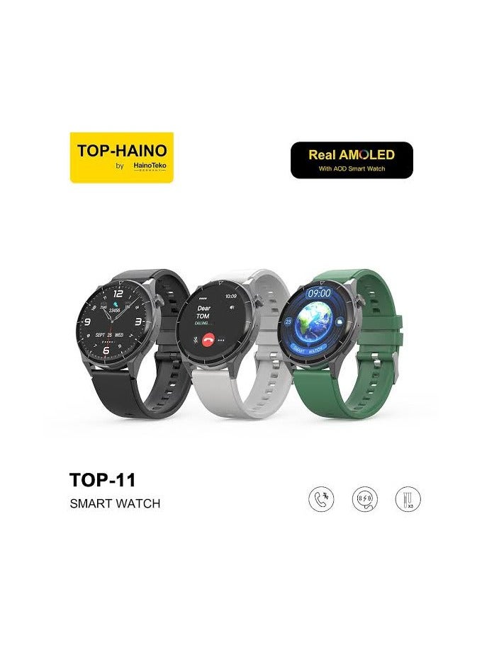 Haino Teko Haino Teko Top Watch Amoled Screen Black Color Blood Oxygen and Blood Pressure Measurement 380 mAh Battery Artificial Intelligence Experience with Chat GPt Bluetooth Calling Bluetooth Call with support for displaying the caller's name for all numbers registered on the mobile. - Image 1
