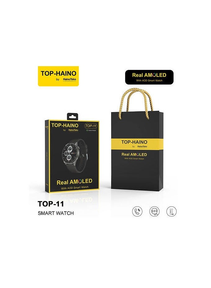 Haino Teko Haino Teko Top Watch Amoled Screen Black Color Blood Oxygen and Blood Pressure Measurement 380 mAh Battery Artificial Intelligence Experience with Chat GPt Bluetooth Calling Bluetooth Call with support for displaying the caller's name for all numbers registered on the mobile. - Image 2