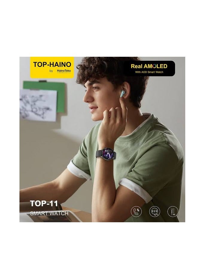 Haino Teko Haino Teko Top Watch Amoled Screen Black Color Blood Oxygen and Blood Pressure Measurement 380 mAh Battery Artificial Intelligence Experience with Chat GPt Bluetooth Calling Bluetooth Call with support for displaying the caller's name for all numbers registered on the mobile. - Image 3