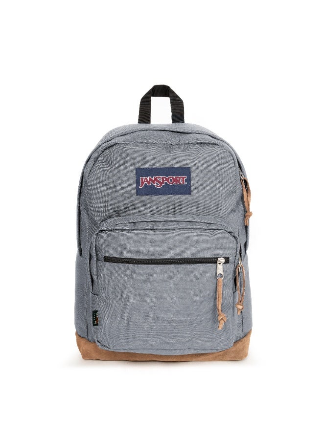 JanSport Right Pack Backpack, Graphite Grey, 15-Inch Laptop Sleeve, Suede Leather Bottom, Spacious Main Compartment, Water Bottle Pocket - Image 4