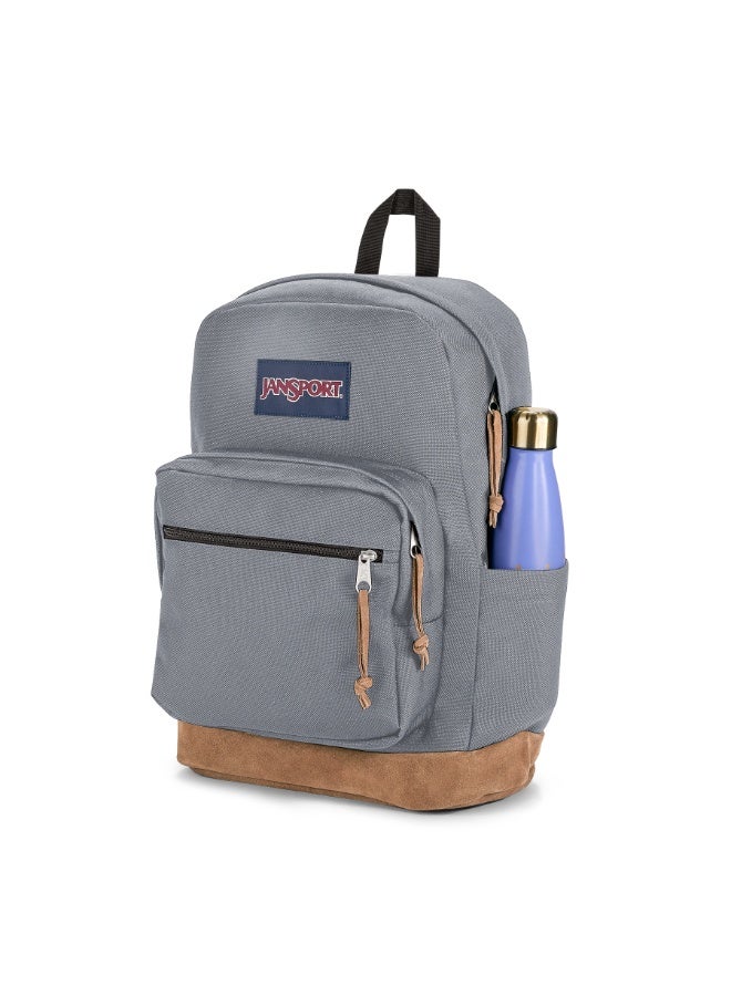 JanSport Right Pack Backpack, Graphite Grey, 15-Inch Laptop Sleeve, Suede Leather Bottom, Spacious Main Compartment, Water Bottle Pocket - Image 1