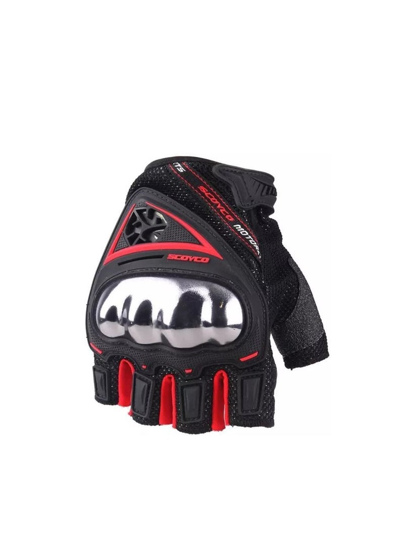 Scoyco Men's Motorcycle Gloves Summer Half Finger Motocross Racing Gloves Hard Knuckle Extreme Sports Guard for BMX ATV MTB Riding Cycling Size Large - Image 2