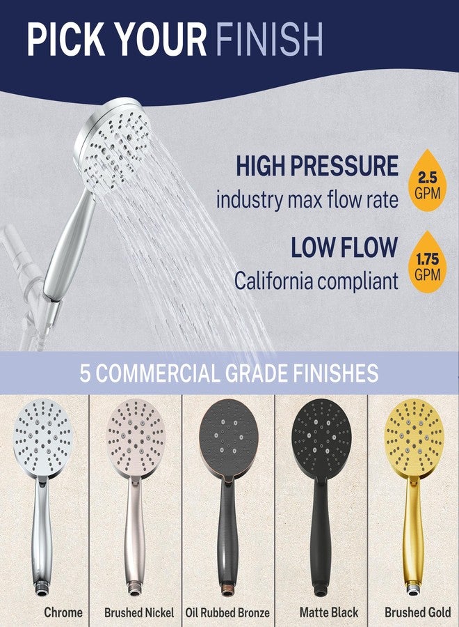 HammerHead Showers® Solid Metal 3-Spray Hand Held Shower Head, Chrome | Select from Wide, Massage, and Mist Sprays | 2.5 GPM High Flow Handheld Showerhead | Made from 304 Stainless Steel - Image 5