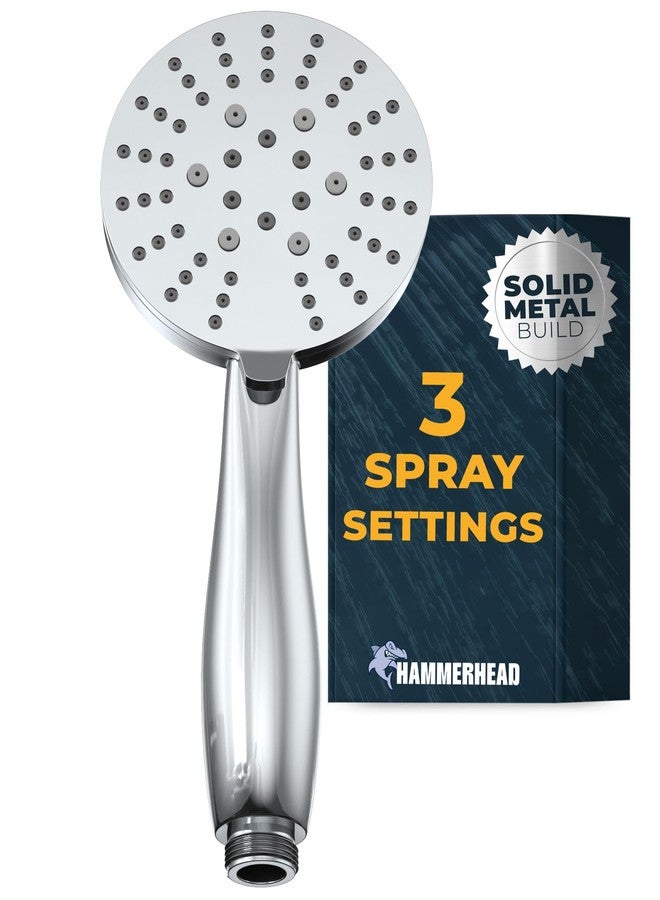HammerHead Showers® Solid Metal 3-Spray Hand Held Shower Head, Chrome | Select from Wide, Massage, and Mist Sprays | 2.5 GPM High Flow Handheld Showerhead | Made from 304 Stainless Steel - Image 1