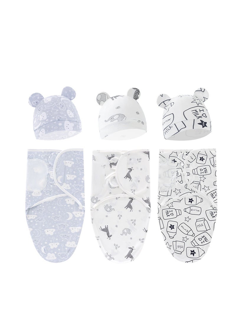 Generic 3pcs Newborn swaddle comfortable sleeping bag with hood set delivery room swaddle  - Image 1