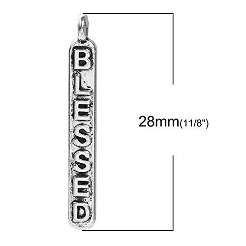 JGFinds Blessed Love Faith Message Charm Pendants, Silver Tone, 1 1/8", 144 Pack (48 of Each), Quotes DIY Charm Bracelets or Mixed Saying Keychains - Encouragement Words, Inspirational - Image 4